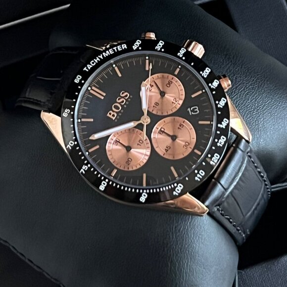 Hugo Boss Men’s Talent Black Leather Chronograph Watch (HB1513580) NEW - Picture 7 of 12